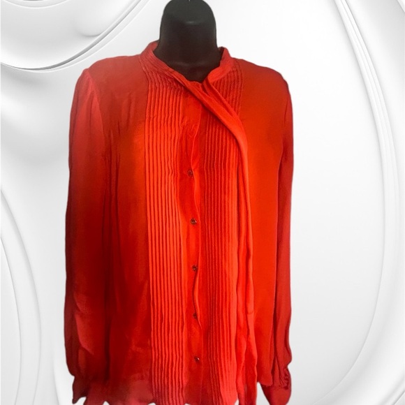 L’AGENCE Size Medium 100% Silk Blouse Top Button Down burnt orange Long Sleeve - Picture 2 of 8